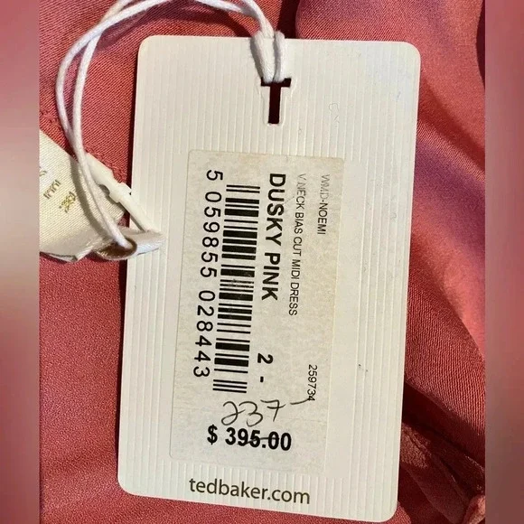 NWT Ted Baker London V Neck Bias Cut Midi Dress (missing belt) - Picture 5 of 9